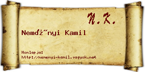 Neményi Kamil névjegykártya